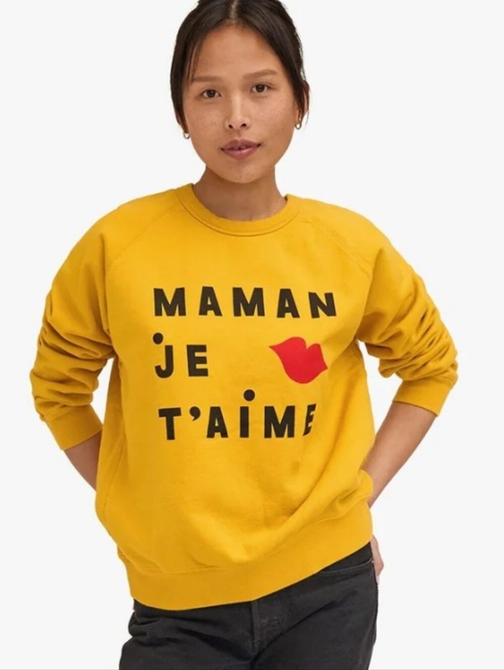 CLARE‎ V. X EVERY MOTHER COUNTS Marigold Maman Je T'aimi Sweatshirt Size Small